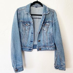 American Eagle Denim Cropped Jean Jacket Size M